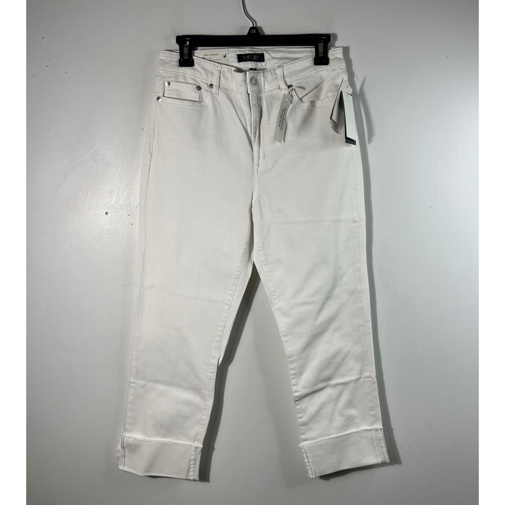 Lauren Ralph Lauren Regal Straight Crop White Wash High Rise Jeans Womens 8 NWT
